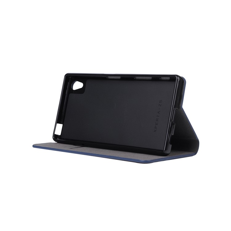 Deux-Étui en cuir PU Leather pour Sony Xperia Z5 / Z5 Dual avec support de carte - bleu foncé, bleu marine-4
