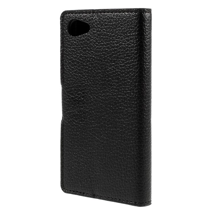 Litchi Funda de cuero con ranuras para Sony Xperia Z5 Compact - Negro-2