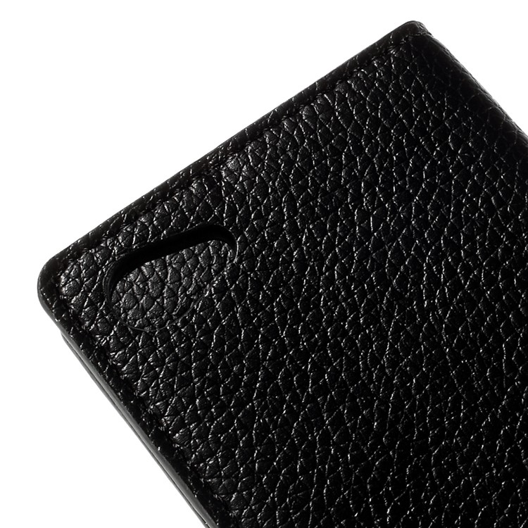 Litchi Funda de cuero con ranuras para Sony Xperia Z5 Compact - Negro-9