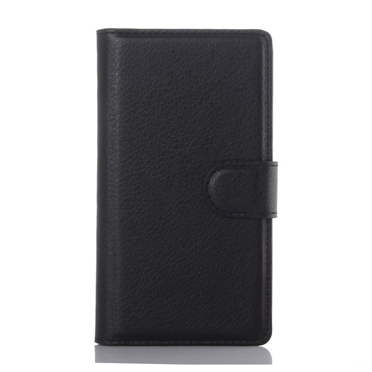Litchi Skin Wallet Housse en cuir pour Sony Xperia Z5 Compact - Noir-1
