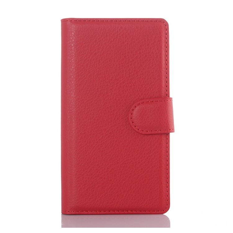 Litchi Skin Wallet Leather Stand Case Case para Sony Xperia Z5 Compact - vermelho-1