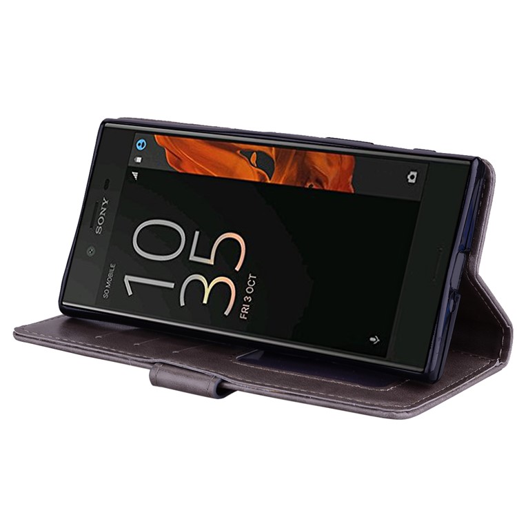Flash Powder Einhorn Impressum Blume Leder Brieftasche Stehen Fall Für Sony Xperia Xzs / XZ - Grau-4