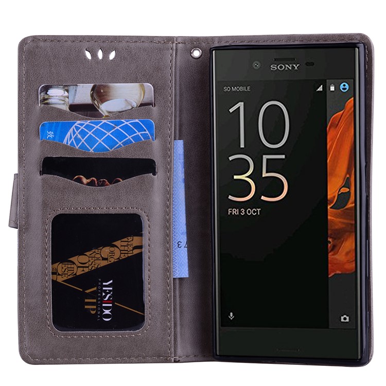 Flash Powder Einhorn Impressum Blume Leder Brieftasche Stehen Fall Für Sony Xperia Xzs / XZ - Grau-5