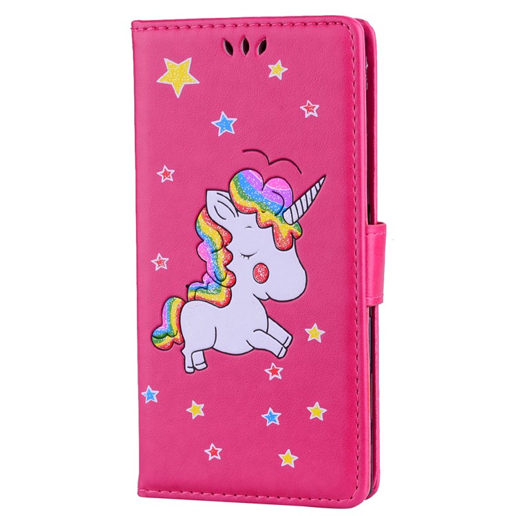 Flash Powder Einhorn Impressum Blume Leder Brieftasche Stand Shell Für Sony Xperia Xzs / XZ - Rose-1