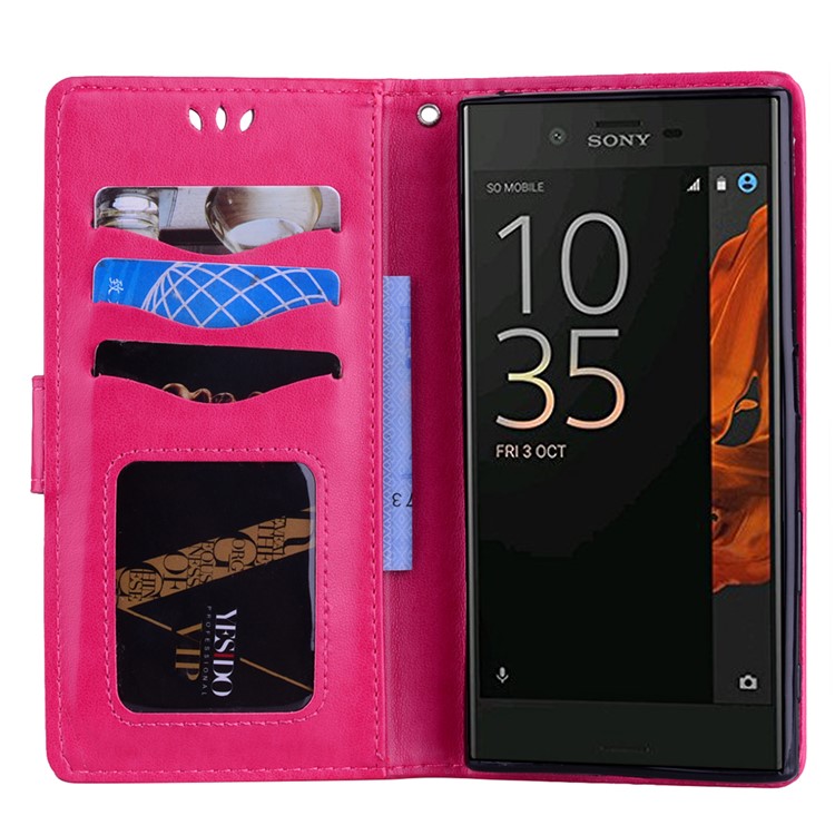 Flash Powder Einhorn Impressum Blume Leder Brieftasche Stand Shell Für Sony Xperia Xzs / XZ - Rose-5