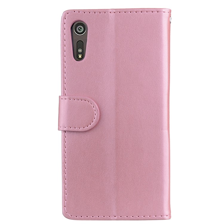Flash Powder Unicorn Impressum Blumen Leder Brieftasche Stand Mobile Cover für Sony Xperia XZs / XZ - Aufgang Gold-2