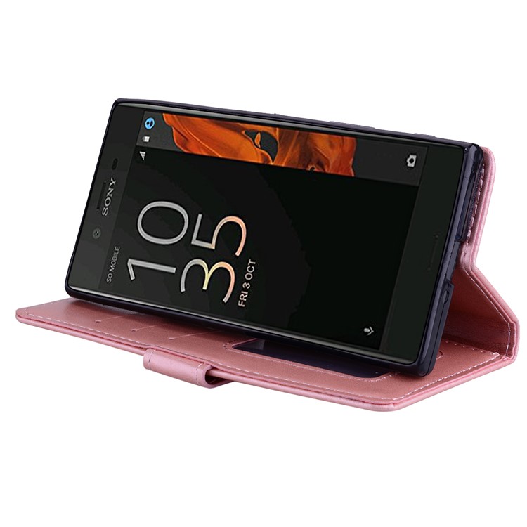 Flash Powder Unicorn Impressum Blumen Leder Brieftasche Stand Mobile Cover für Sony Xperia XZs / XZ - Aufgang Gold-4