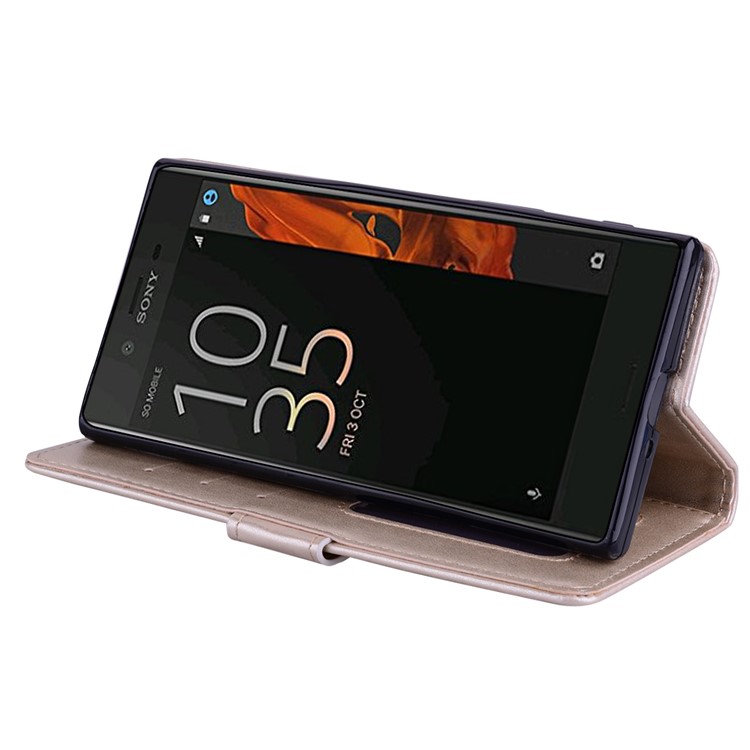 Flash Pulver Einhorn Impressum Blume Leder Brieftasche Stehen Handy Shell Für Sony Xperia Xzs / XZ - Gold-4