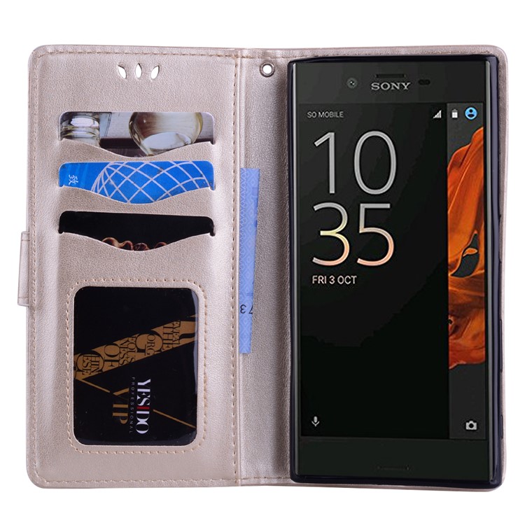 Flash Pulver Einhorn Impressum Blume Leder Brieftasche Stehen Handy Shell Für Sony Xperia Xzs / XZ - Gold-5