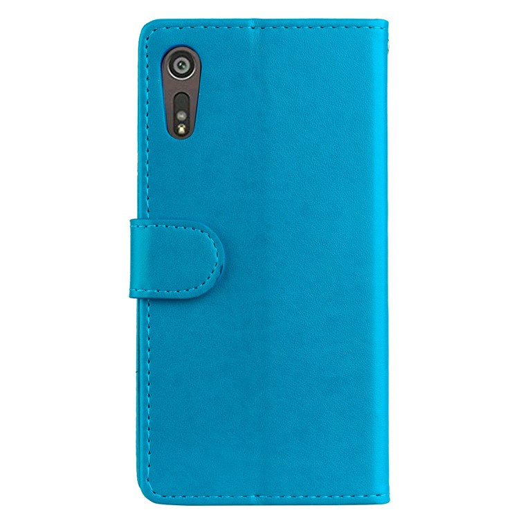 Flash Powder Unicorn Impressum Flower Leather Wallet Stand Schutzhülle für Sony Xperia XZs / XZ - Blau-2