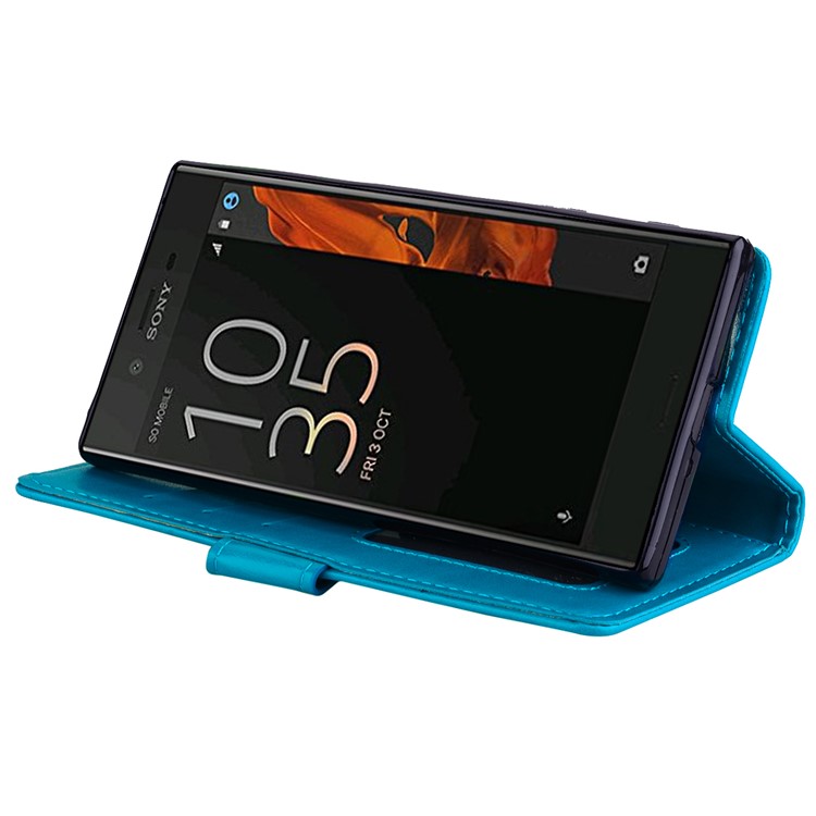 Flash Powder Unicorn Impressum Flower Leather Wallet Stand Schutzhülle für Sony Xperia XZs / XZ - Blau-4