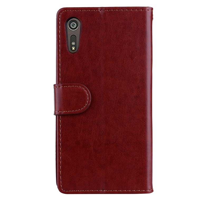 Flash Powder Einhorn Impressum Blume Leder Brieftasche Abdeckung Mit Stand Für Sony Xperia Xzs / XZ - Braun-2