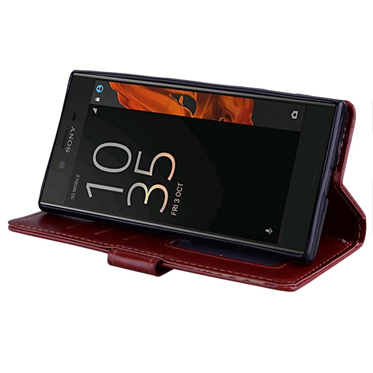 Flash Powder Einhorn Impressum Blume Leder Brieftasche Abdeckung Mit Stand Für Sony Xperia Xzs / XZ - Braun-4