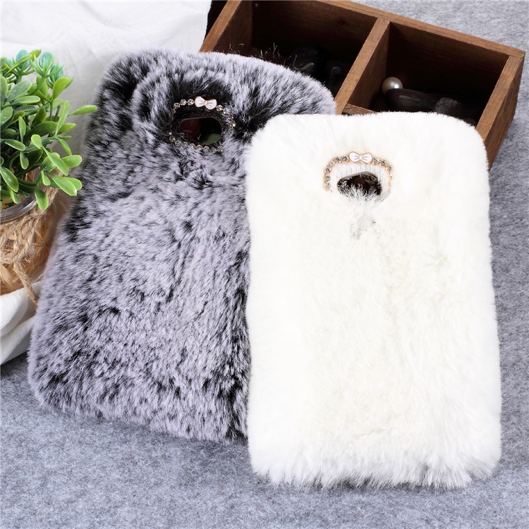 Soft Fur Coated Rhinestone TPU Case for Sony Xperia L2 - Grey-2