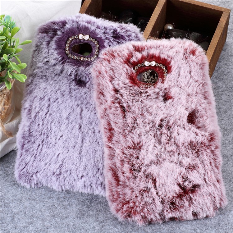 Soft Fur Coated Rhinestone TPU Case for Sony Xperia L2 - Grey-3
