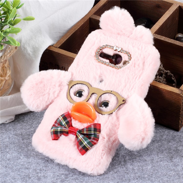 Hyaluronic Duck Pattern Fur Coated Rhinestone TPU Case for Sony Xperia XZ2 Compact - Pink-1