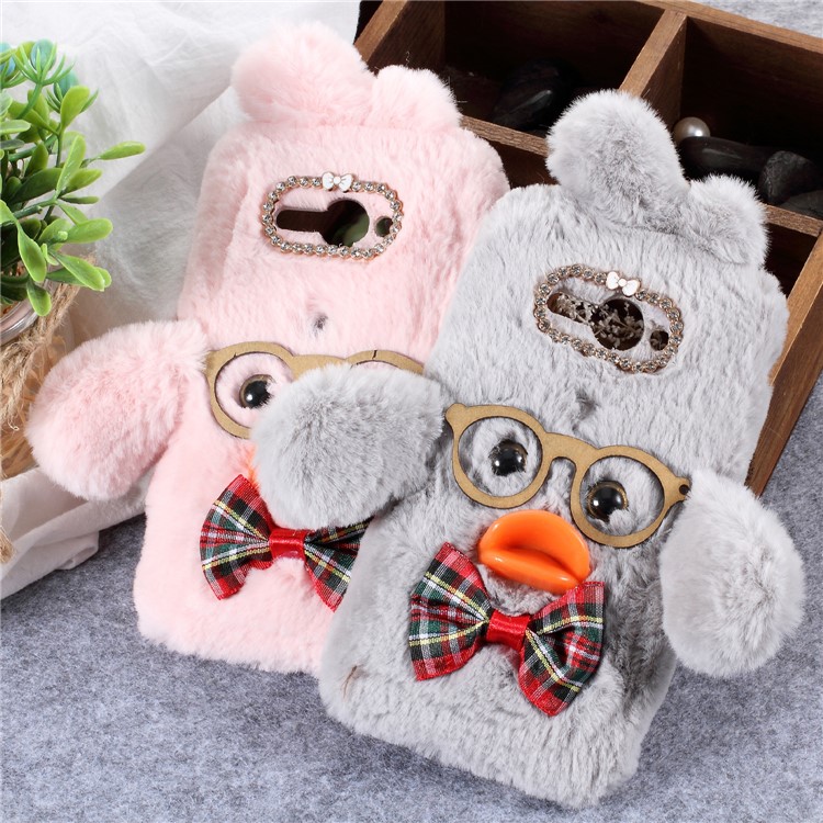 Hyaluronic Duck Pattern Fur Coated Rhinestone TPU Case for Sony Xperia XZ2 Compact - Pink-2