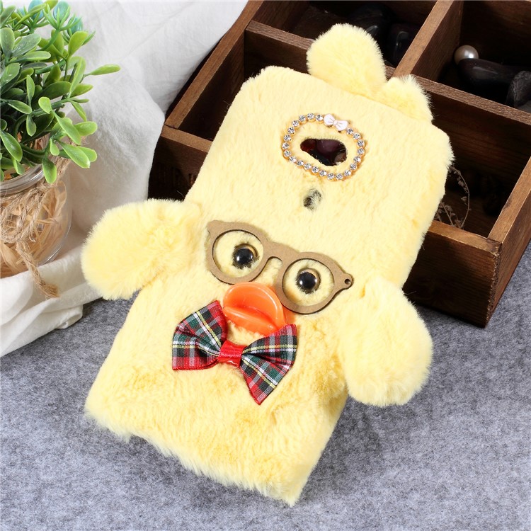 Hyaluronic Duck Pattern Fur Coated Rhinestone TPU Case for Sony Xperia XA2 Ultra - Yellow-1