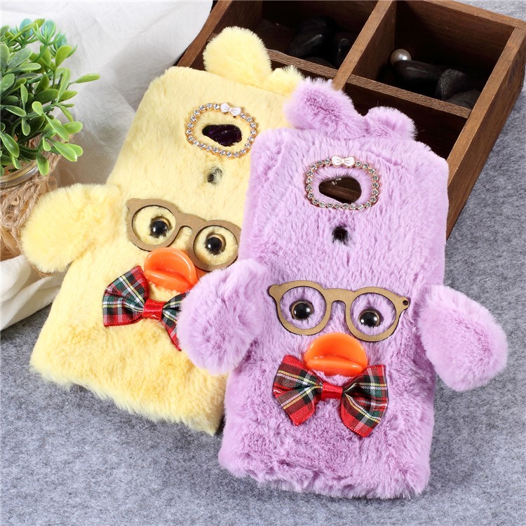 Hyaluronic Duck Pattern Fur Coated Rhinestone TPU Case for Sony Xperia XA2 Ultra - Yellow-2