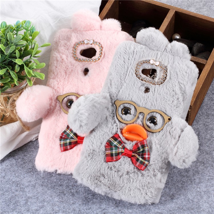 Hyaluronic Duck Pattern Fur Coated Rhinestone TPU Case for Sony Xperia XA2 Ultra - Yellow-3