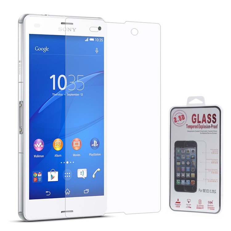 0.25mm explosion-proof tempered glass screen film for sony xperia z3 compact d5803 m55w (arc edge)