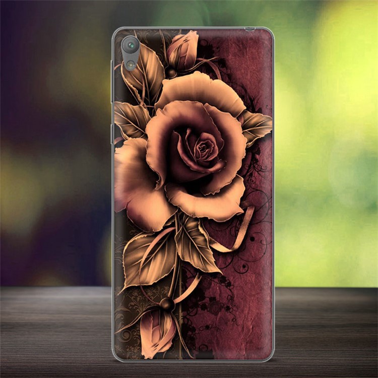 Softlyfit Embossed Pattern Phone Case TPU Cover for Sony Xperia E5 - Gothic Rose-1