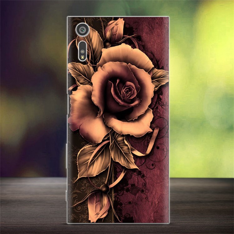 Softlyfit Embossed Pattern Mobile Case TPU Cover for Sony Xperia XZ - Gothic Rose-1