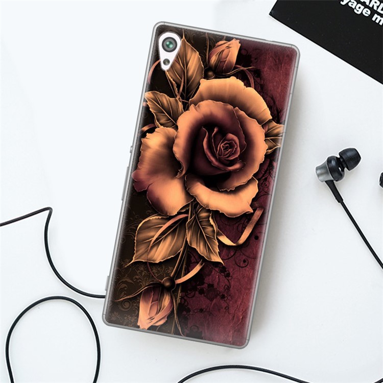 Softlyfit Embossed TPU Mobile Case for Sony Xperia XA / XA Dual - Gothic Rose-1