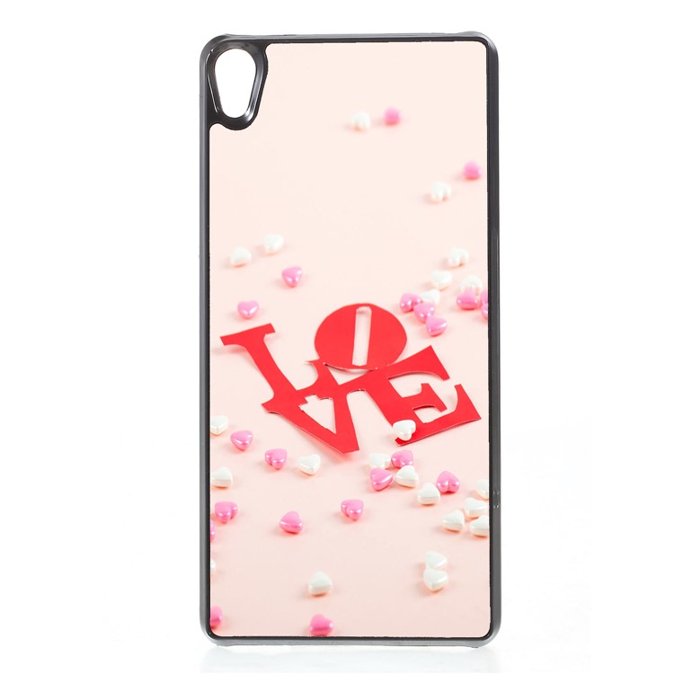 2D Heat Transfer Printing Aluminum Sheet Skin Tough PC Case Accessory for Sony Xperia E5 - LOVE-1