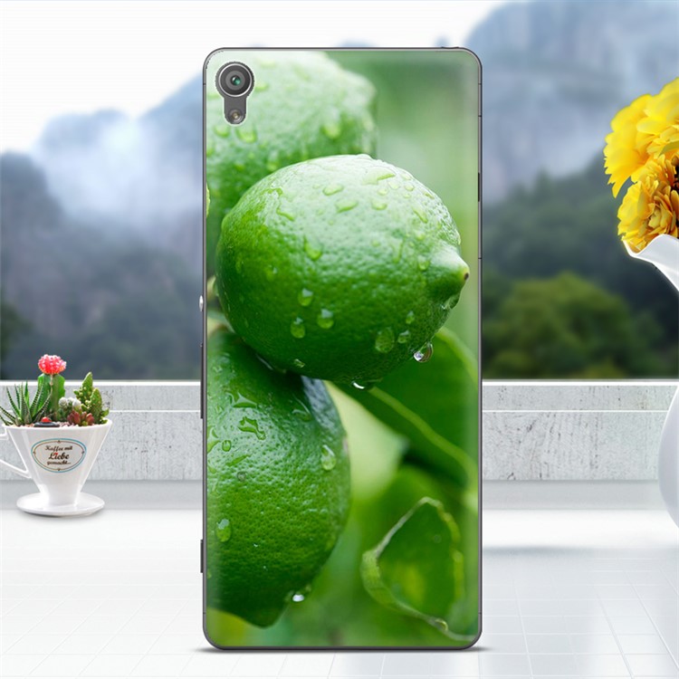 Softlyfit Embossment Pattern Printing TPU Case Accessory for Sony Xperia XA1 - Green Lemon-1