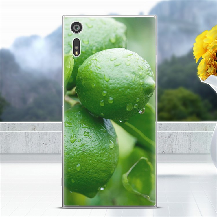 Softlyfit Embossment Patterned TPU Cellphone Case for Sony Xperia XZs / XZ - Green Lemon-1