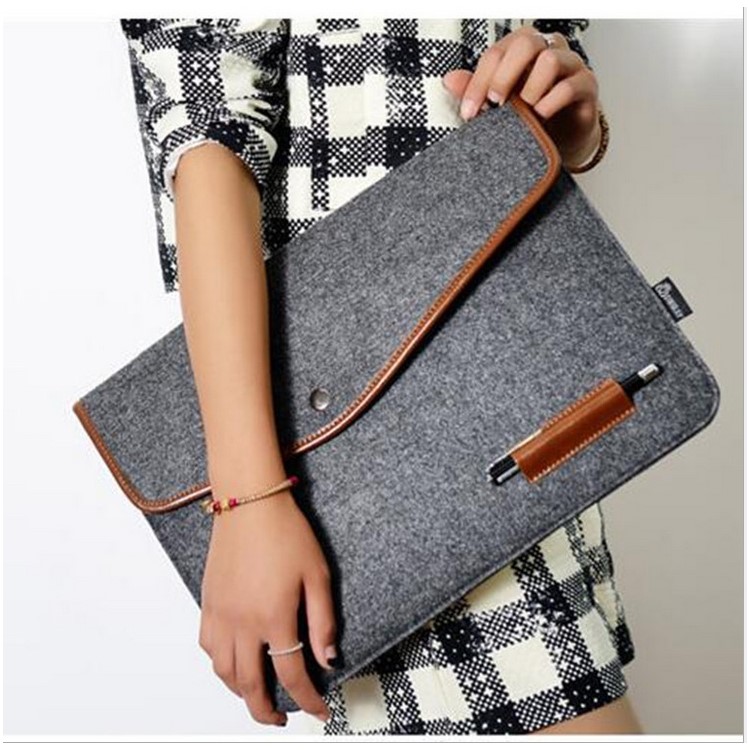 15-Zoll Wollfilz Laptop Tasche Tasche für HP IBM MacBook Air / Pro, Format: 37 x 27 cm - dunkel grau-2