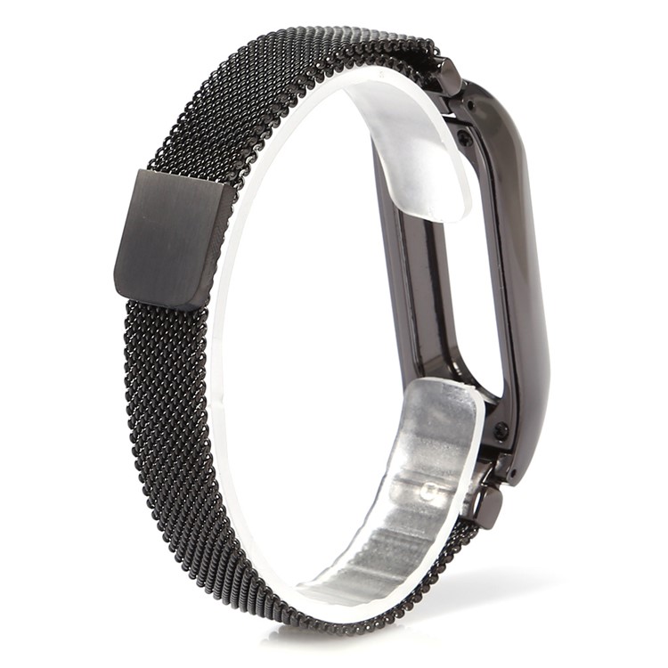 Stainless Steel Milanese Mesh Magnetic Strap Smart Watch Strap for Xiaomi Mi Band 2 - Black-2
