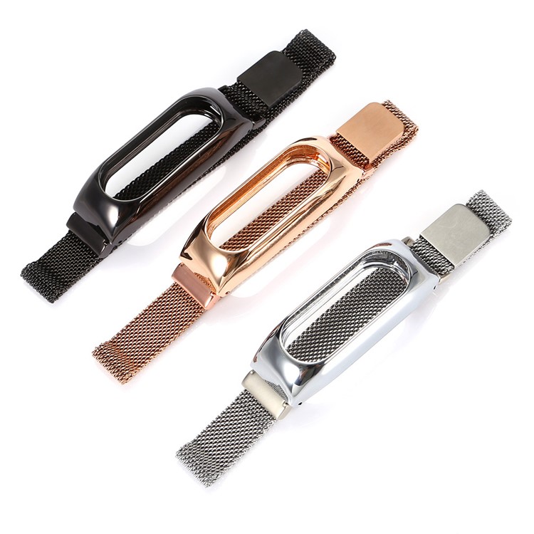 Stainless Steel Milanese Mesh Magnetic Strap Smart Watch Strap for Xiaomi Mi Band 2 - Black-6