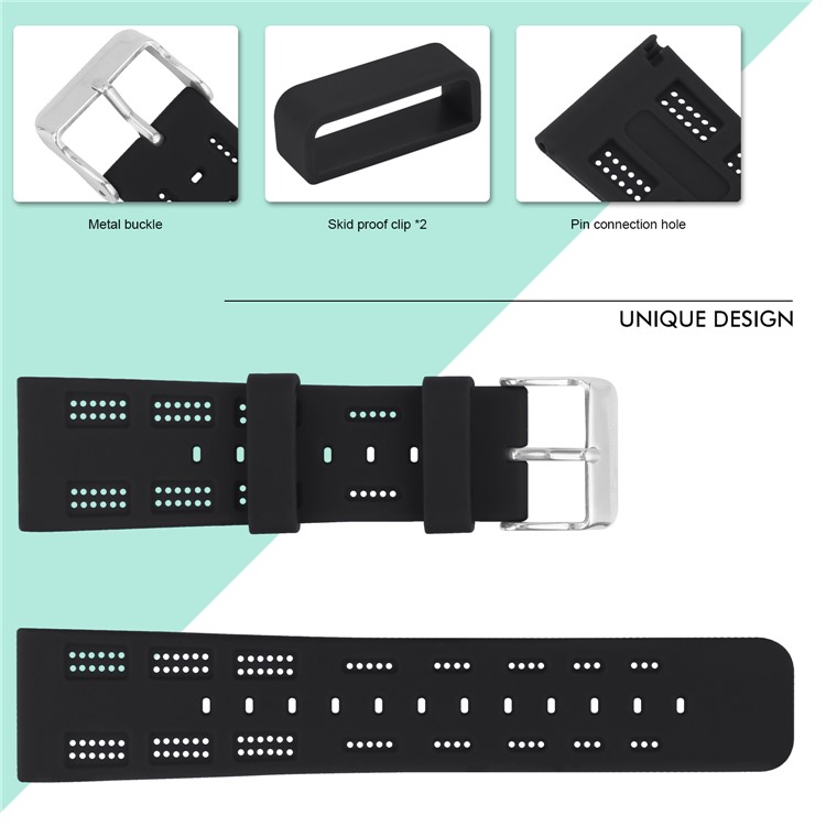 Soft Silicone Hollow Watch Strap Replacement for Fitbit Versa - Black-3
