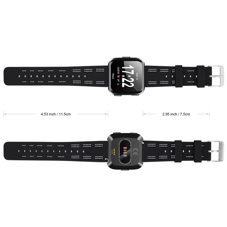 Soft Silicone Hollow Watch Strap Replacement for Fitbit Versa - Black-4