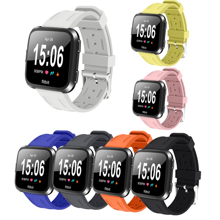 Soft Silicone Hollow Watch Strap Replacement for Fitbit Versa - Black-6