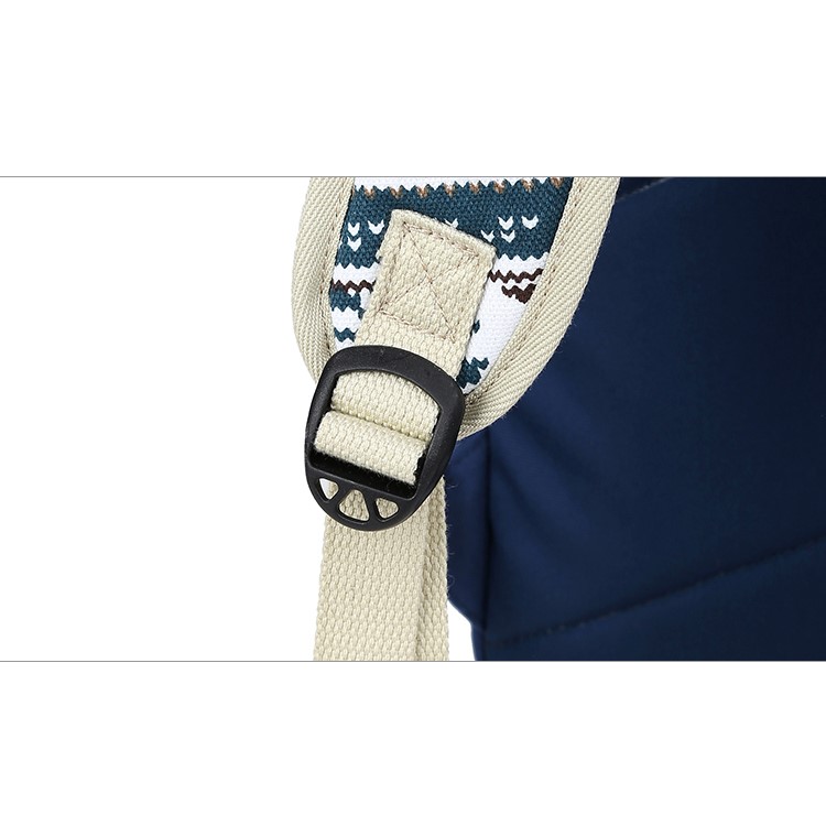 Korean Style Canvas Printing Backpack Students School Bag for Teenage Girls - Dark Blue-11
