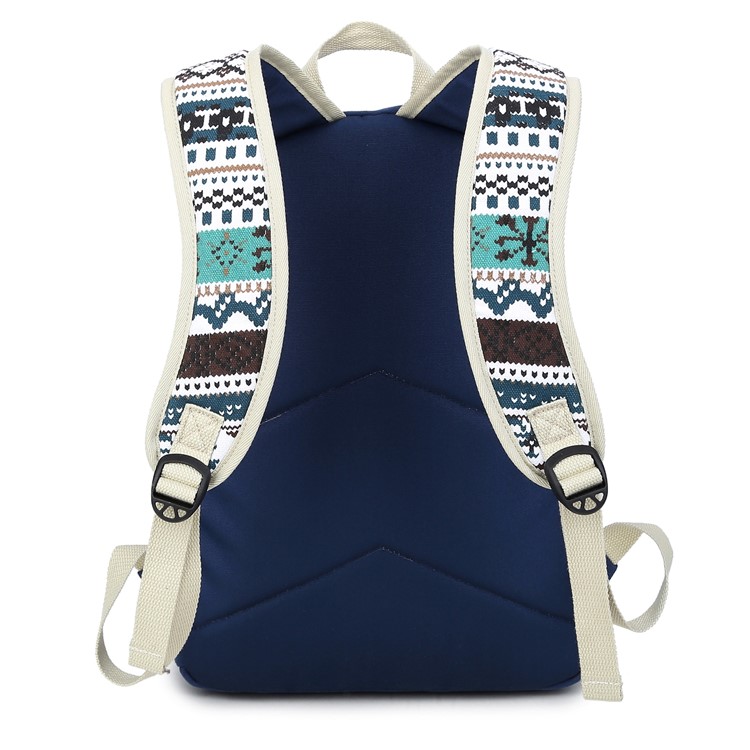 Korean Style Canvas Printing Backpack Students School Bag for Teenage Girls - Dark Blue-4