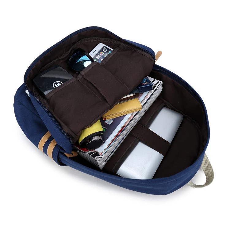 Korean Style Canvas Printing Backpack Students School Bag for Teenage Girls - Dark Blue-6