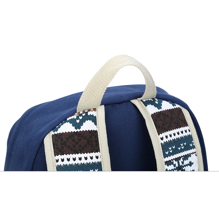 Korean Style Canvas Printing Backpack Students School Bag for Teenage Girls - Dark Blue-8