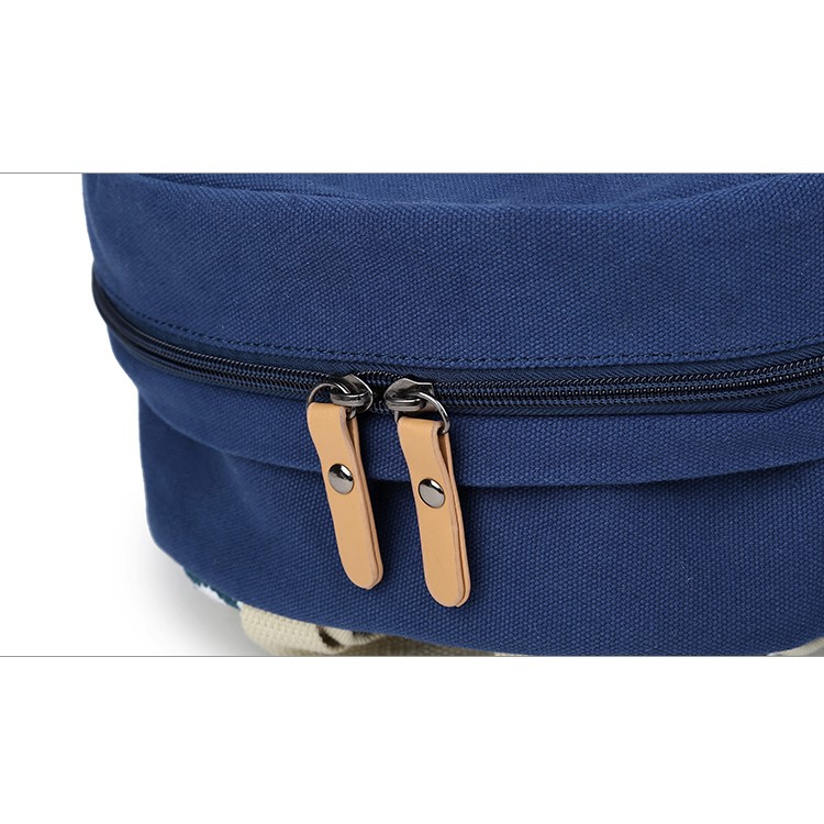 Korean Style Canvas Printing Backpack Students School Bag for Teenage Girls - Dark Blue-9