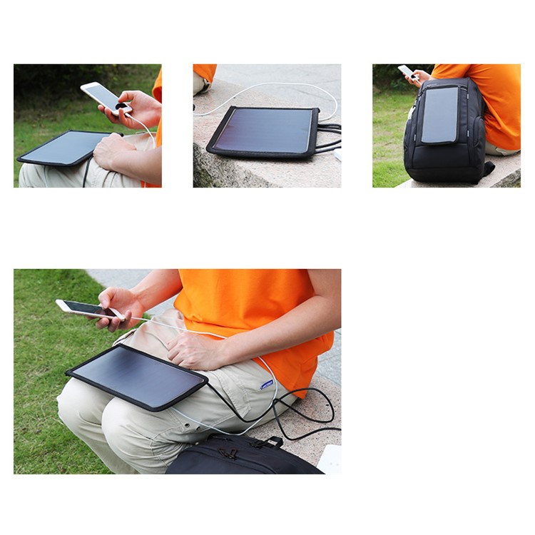 KINGSONS Outdoors Nylon Solar Panel Backpacks Convenience Charging Laptop Bags for 15.6 inch Laptop - Black-10