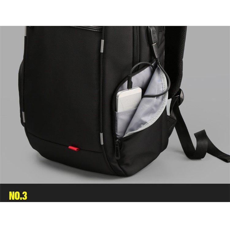 KINGSONS Outdoors Nylon Solar Panel Backpacks Convenience Charging Laptop Bags for 15.6 inch Laptop - Black-6