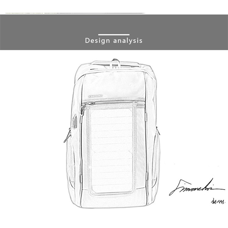 KINGSONS Outdoors Nylon Solar Panel Backpacks Convenience Charging Laptop Bags for 15.6 inch Laptop - Black-7
