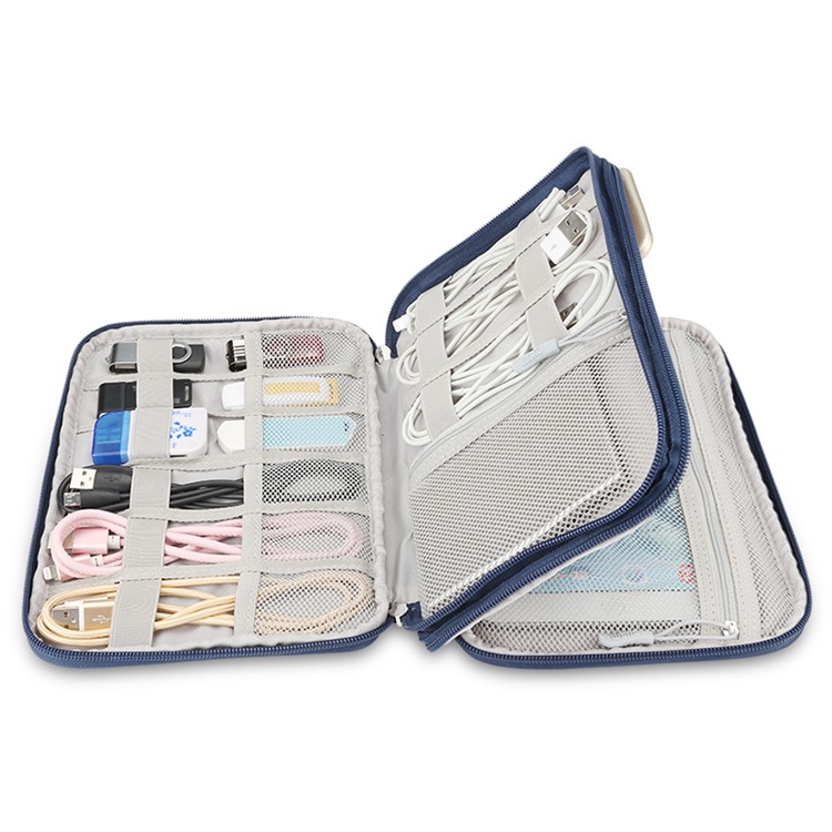 BUBM DPO-D Portable Electronics Storage Pouch for iPad/Power Bank/Cables etc - Blue-4