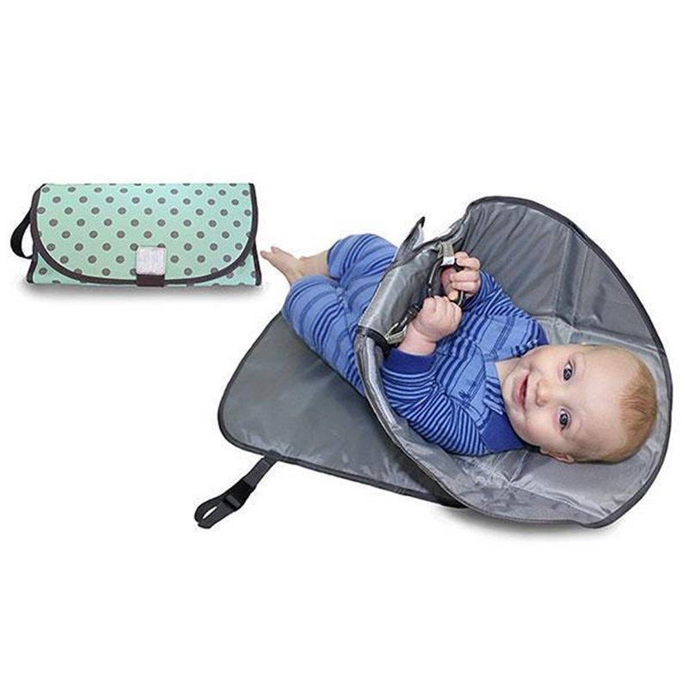 Portable 3-in-1 Clean Hands Waterproof Changing Pad Baby Diaper Clutch Changing Mat Playmat - Cyan-1