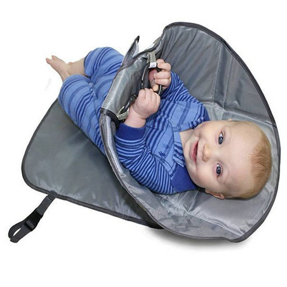 Portable 3-in-1 Clean Hands Waterproof Changing Pad Baby Diaper Clutch Changing Mat Playmat - Cyan-6