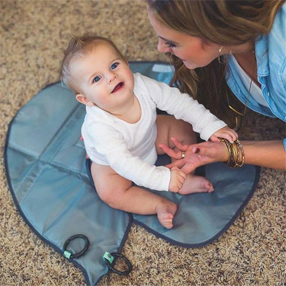 Portable 3-in-1 Clean Hands Waterproof Changing Pad Baby Diaper Clutch Changing Mat Playmat - Cyan-8