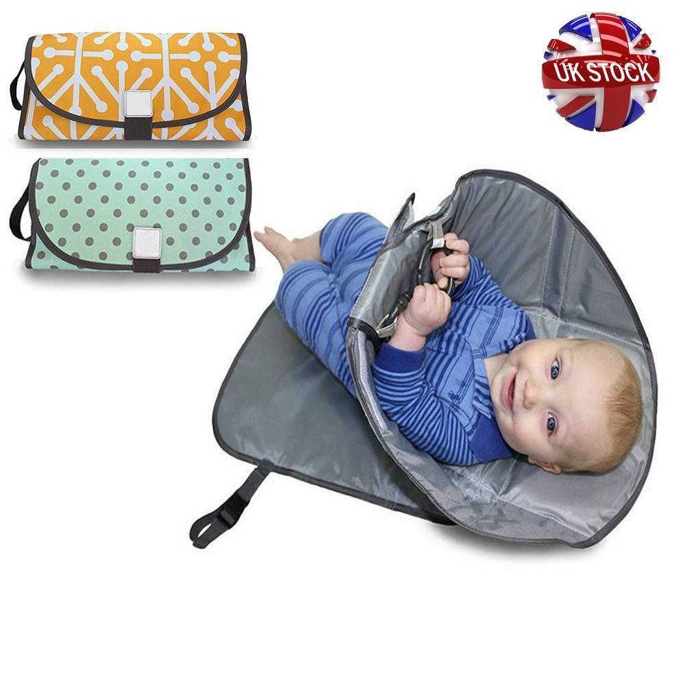 Portable 3-in-1 Clean Hands Waterproof Changing Pad Baby Diaper Clutch Changing Mat Playmat - Cyan-9
